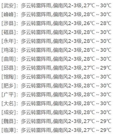 永年天气预报(永年天气预报7天一周)-第1张图片-微云百科 永年天气预报(永年天气预报7天一周)-第1张图片-微云百科