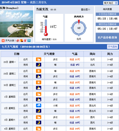 东海天气预报，东海天气预报15天当地天气查询表-第1张图片-微云百科
